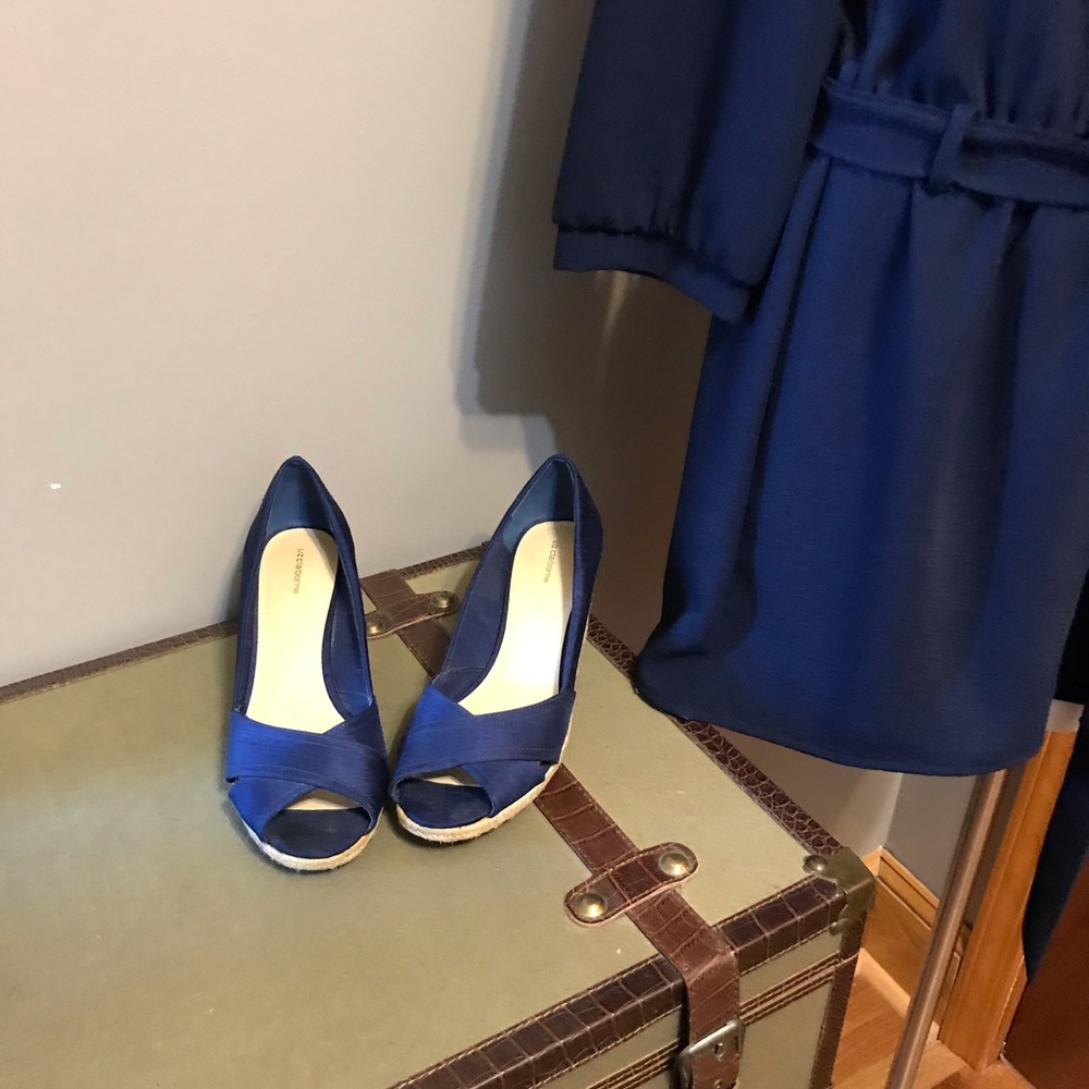 Super cute and comfortable navy wedges